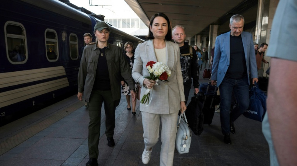 Ukraine: l'opposante b&eacute;larusse Svetlana Tikhanovska&iuml;a en visite &agrave; Kiev