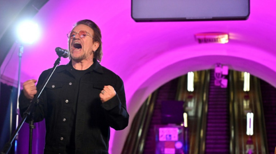 U2's Bono puts on 'freedom' show in Kyiv metro