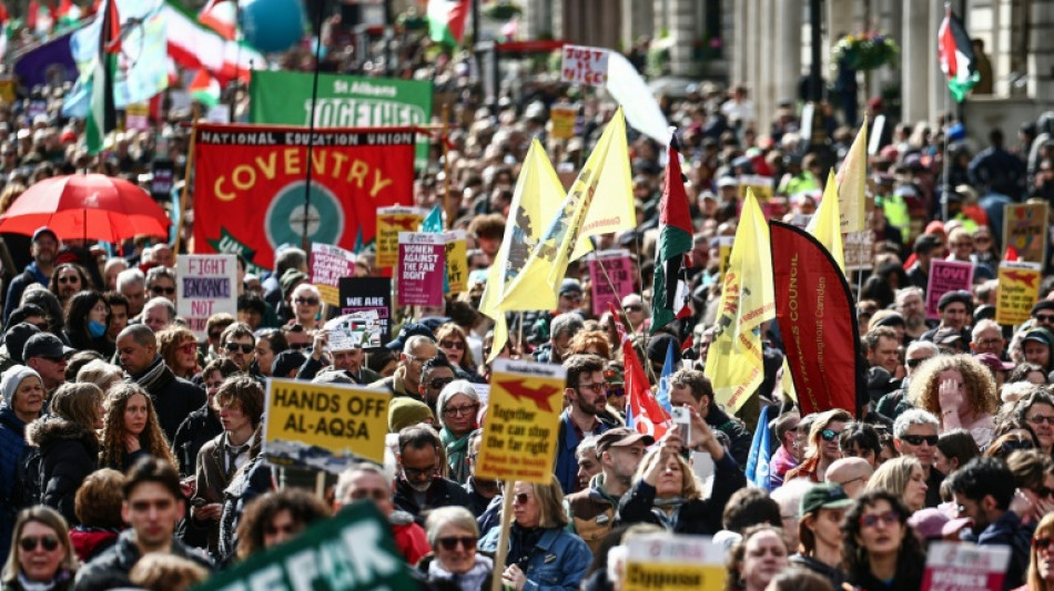 Protesters rally in London against UK far-right rise